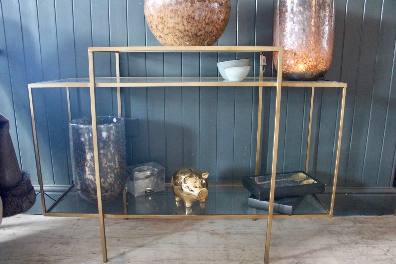 Gold and glass sidetable