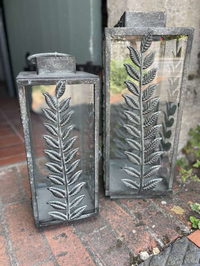 Metal Lanterns with Fern Detail